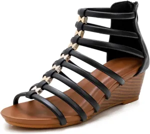 Gladiator Wedge Sandals for Women Summer Roman Flat Sandals Strappy Beach Sandals