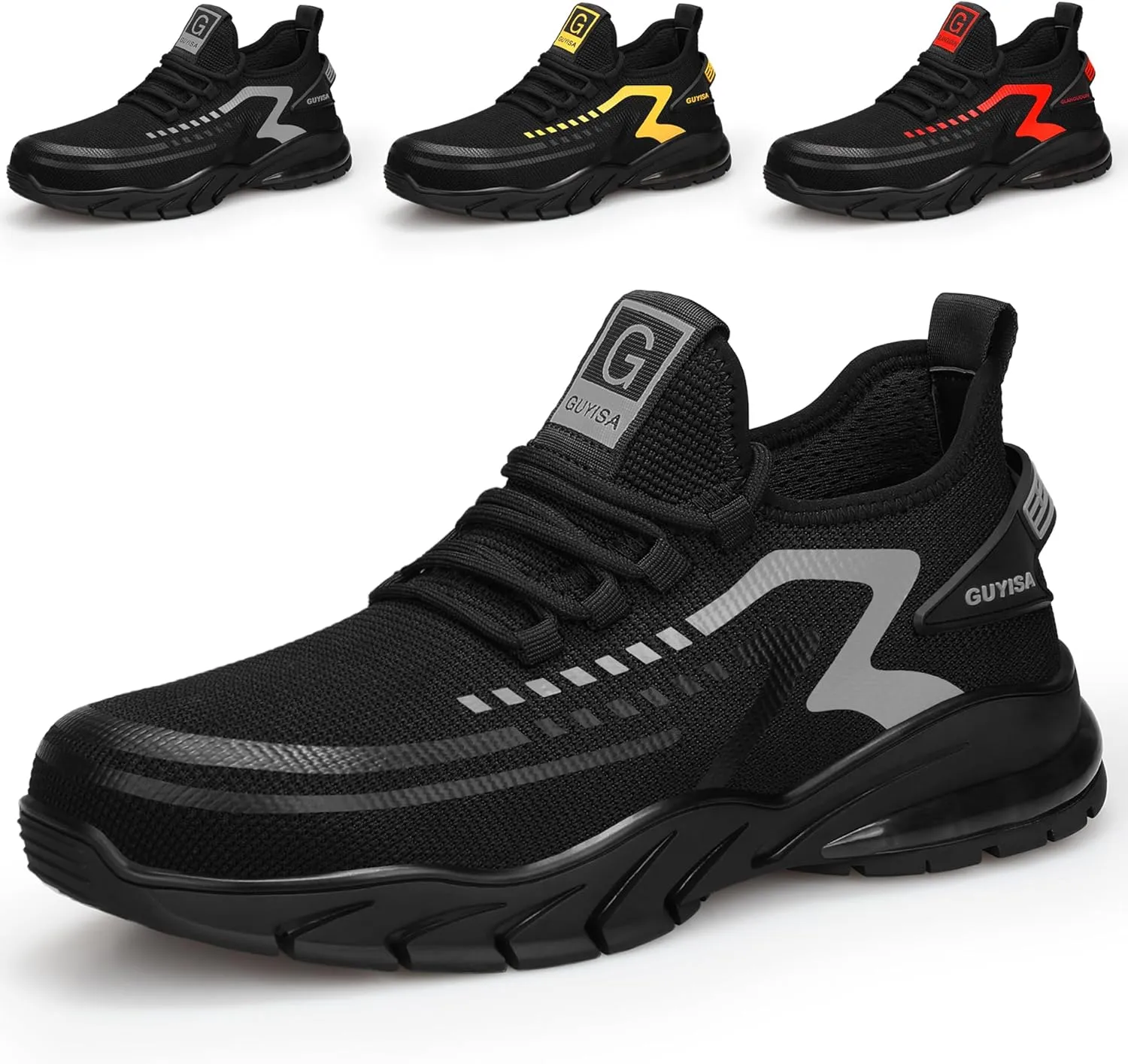 GLANOUDUN Steel Toe Shoes for Men Lightweight Work Shoes for Men Black Steel Toe Sneakers Comfortable Safety Tennis Sneakers Indestructible Men's Safety Footwear Industrial Construction