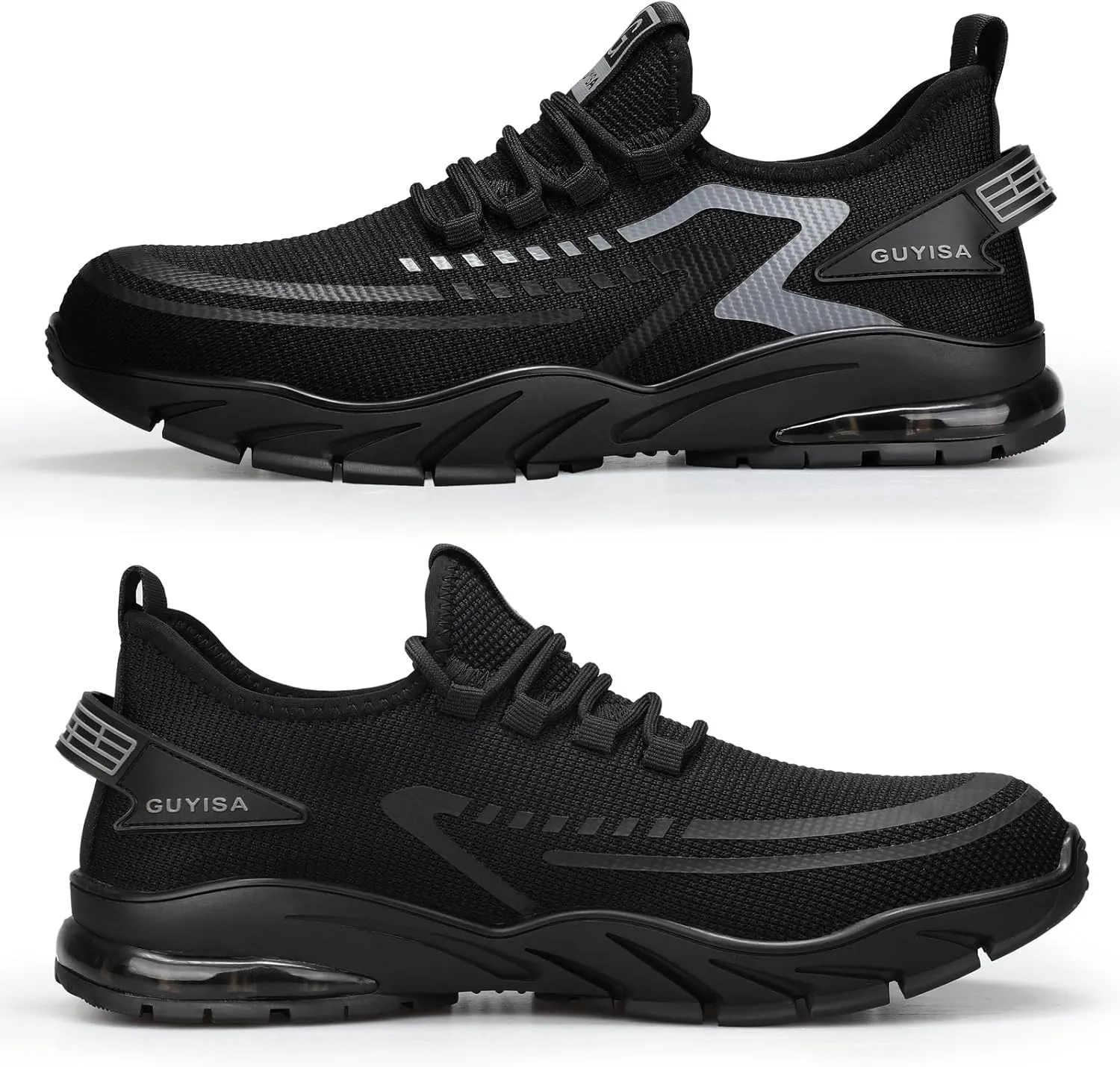 GLANOUDUN Steel Toe Shoes for Men Lightweight Work Shoes for Men Black Steel Toe Sneakers Comfortable Safety Tennis Sneakers Indestructible Men's Safety Footwear Industrial Construction