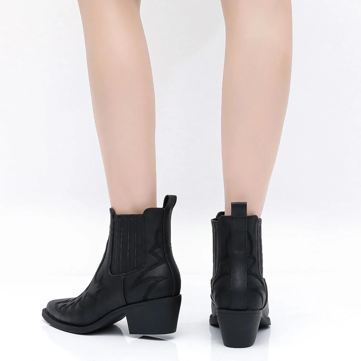 GLOBALWIN Cowboy Boots For Women Pointed Toe Pull On Chelsea Ankle Booties The Western Cowgirl Boots