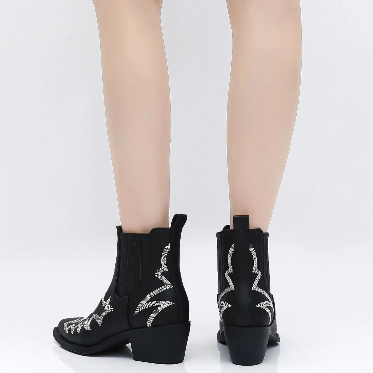 GLOBALWIN Cowboy Boots For Women Pointed Toe Pull On Chelsea Ankle Booties The Western Cowgirl Boots