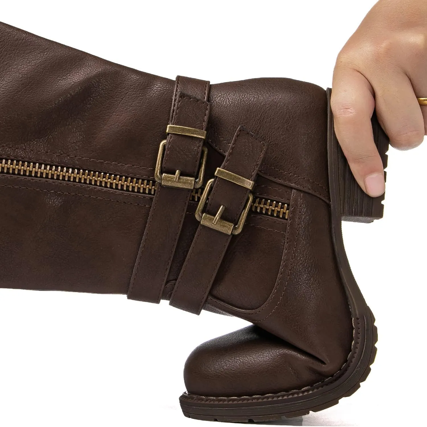 GLOBALWIN Women's Knee High Boots Fashion Comfortable Riding Boots For Women Low Heel