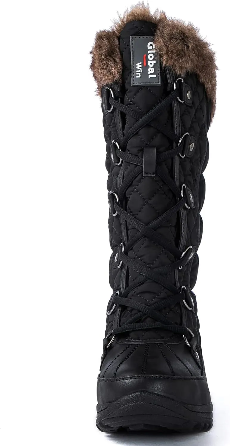 GLOBALWIN Women's Snow Boots Mid Calf Warm Winter Fashion Boots Comfortable Lace-UpWaterproof Boots Insulated Non-Slip Outdoor Shoes for Women