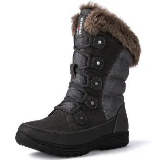 GLOBALWIN Women's Snow Boots Mid Calf Warm Winter Fashion Boots Comfortable Lace-UpWaterproof Boots Insulated Non-Slip Outdoor Shoes for Women