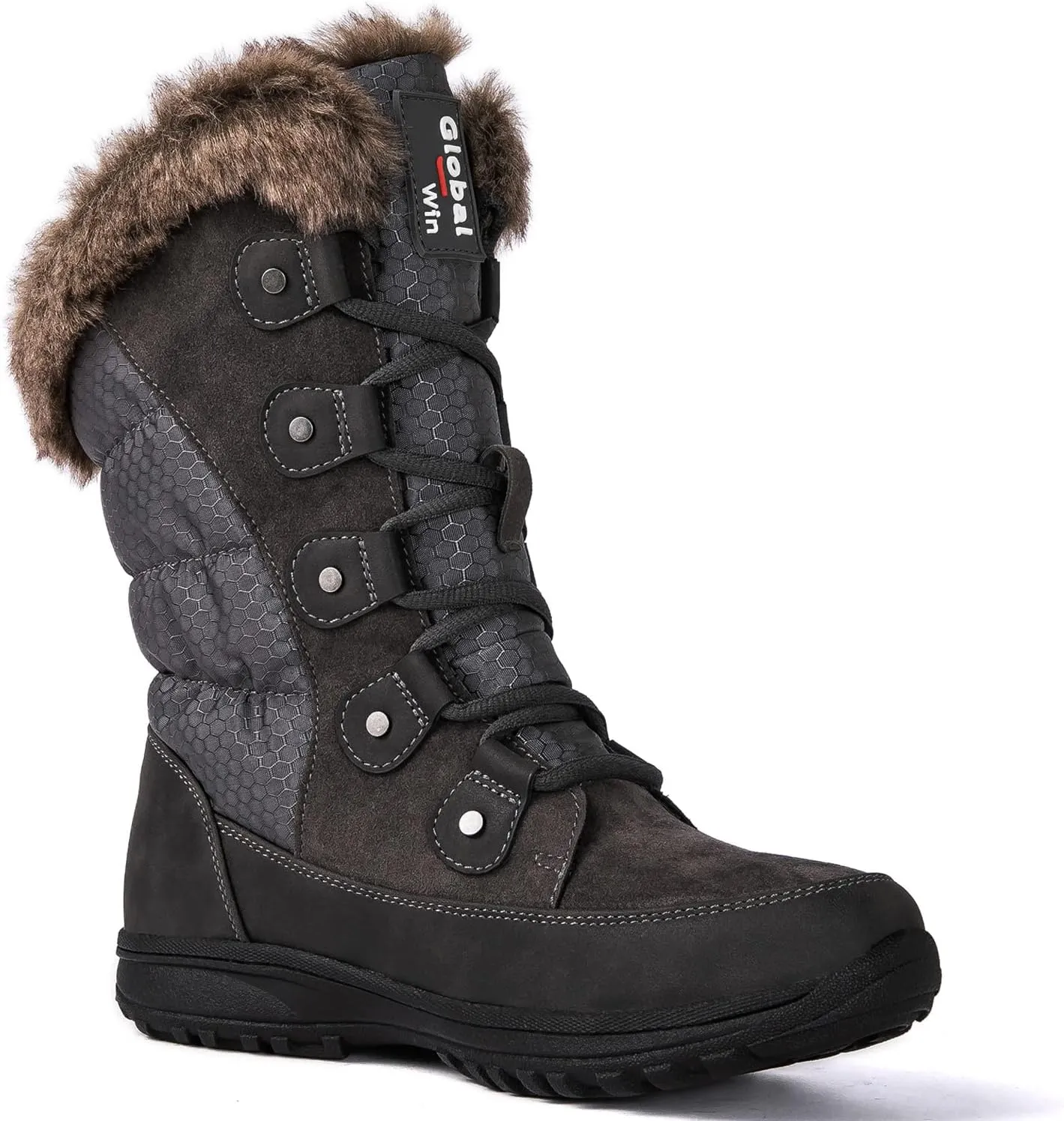 GLOBALWIN Women's Snow Boots Mid Calf Warm Winter Fashion Boots Comfortable Lace-UpWaterproof Boots Insulated Non-Slip Outdoor Shoes for Women