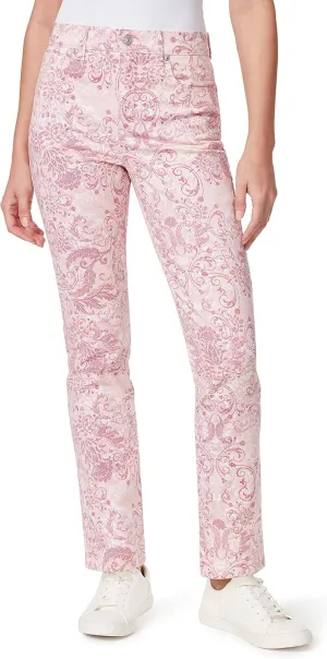 Gloria Vanderbilt Women's Plus Size Amanda Classic High Rise Tapered Jean, Rosy Pink Roman Scrolls