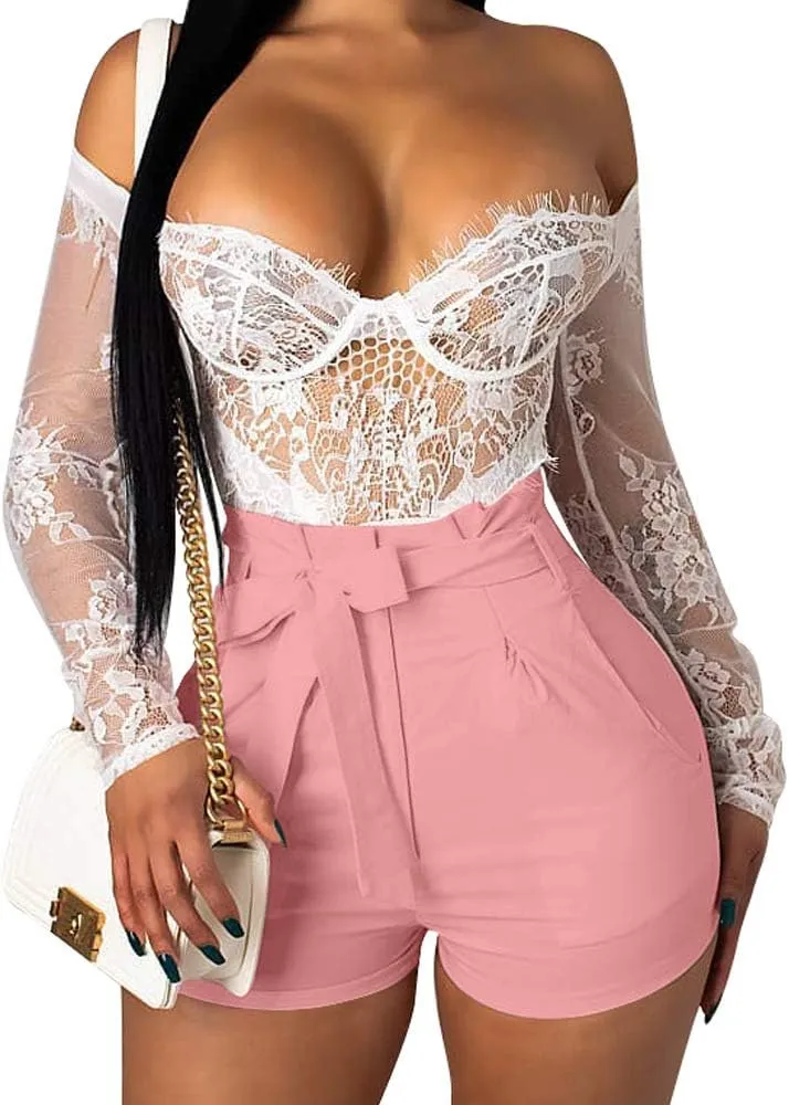 GOBLES Women's Summer Casual High Waist Zipper Closure Shorts with Pockets