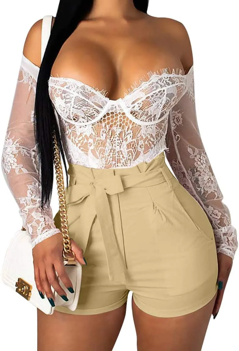 GOBLES Women's Summer Casual High Waist Zipper Closure Shorts with Pockets