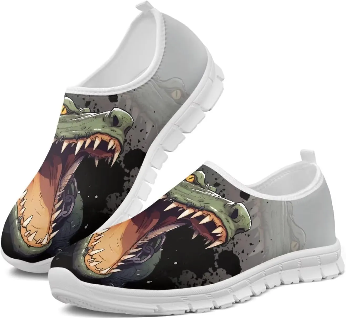 GOSTONG Men's Slip on Casual Shoes Loafers Lightweight Walking Shoes Breathable Non Slip Outdoor Sports Sneakers for Teens Boys White Size 5-14