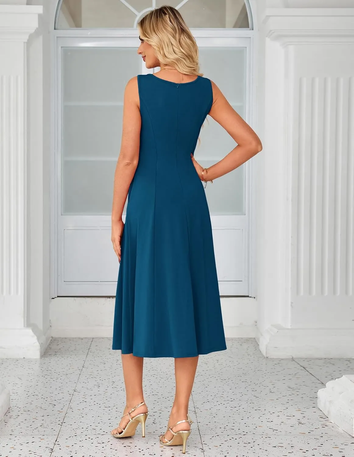 GRACE KARIN Womens 2025 Trendy Casual Tank Dresses Square Neck Sleeveless A Line Midi Sundress with Pockets