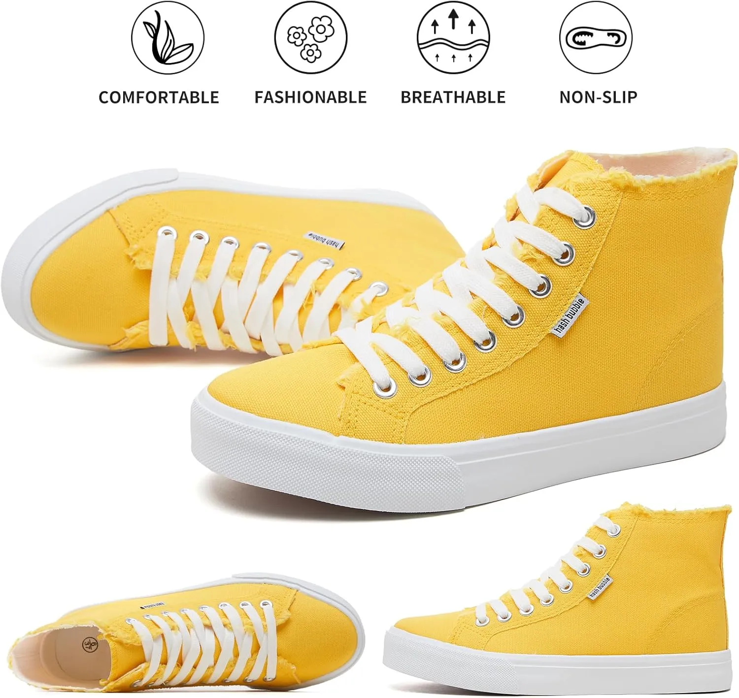 hash bubbie Unisex Canvas High top Sneakers Women's Classic Fashion High Tops Canvas Shoes Casual Tennis Shoes for Men