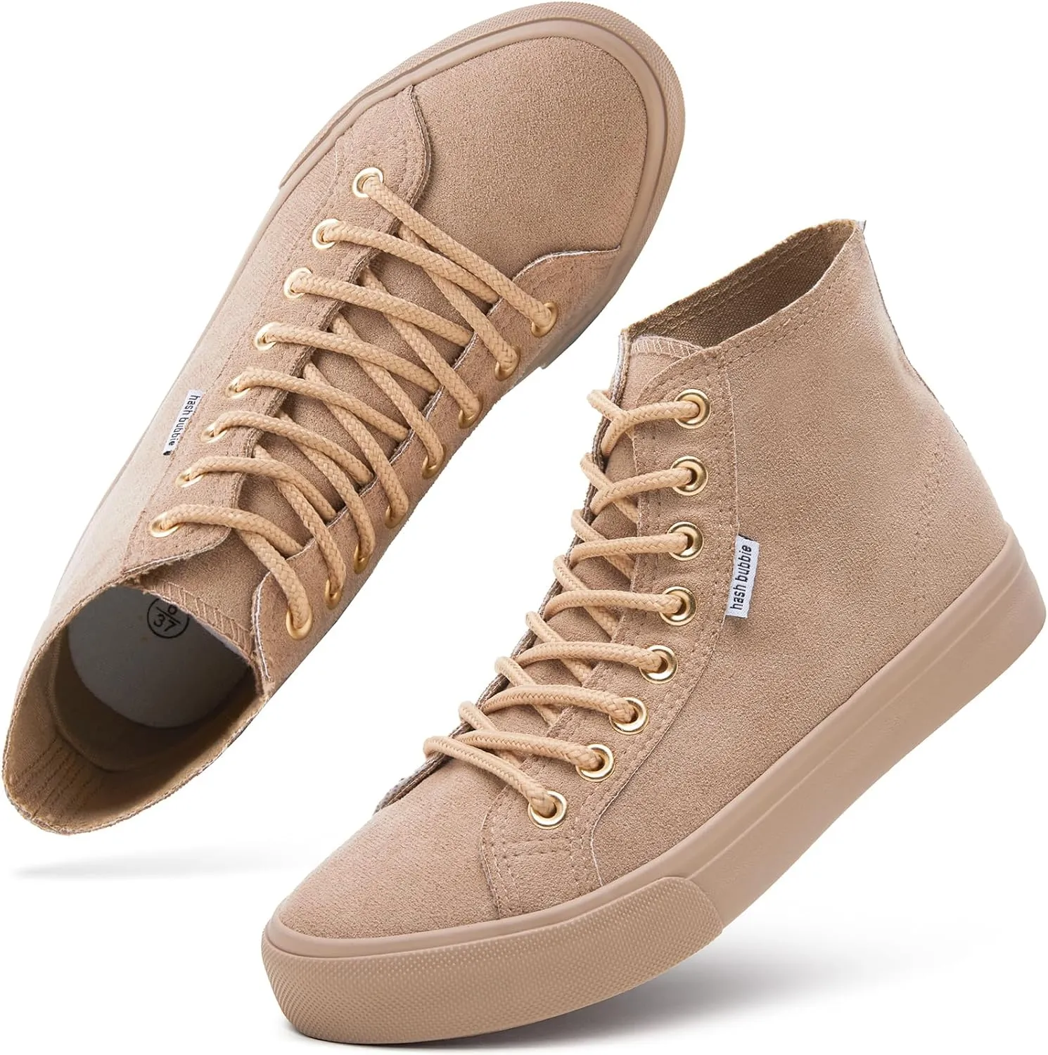 hash bubbie Women's High Top Sneakers Lace up Fashion Sneakers Suede High Tops Shoes Tennis Shoes