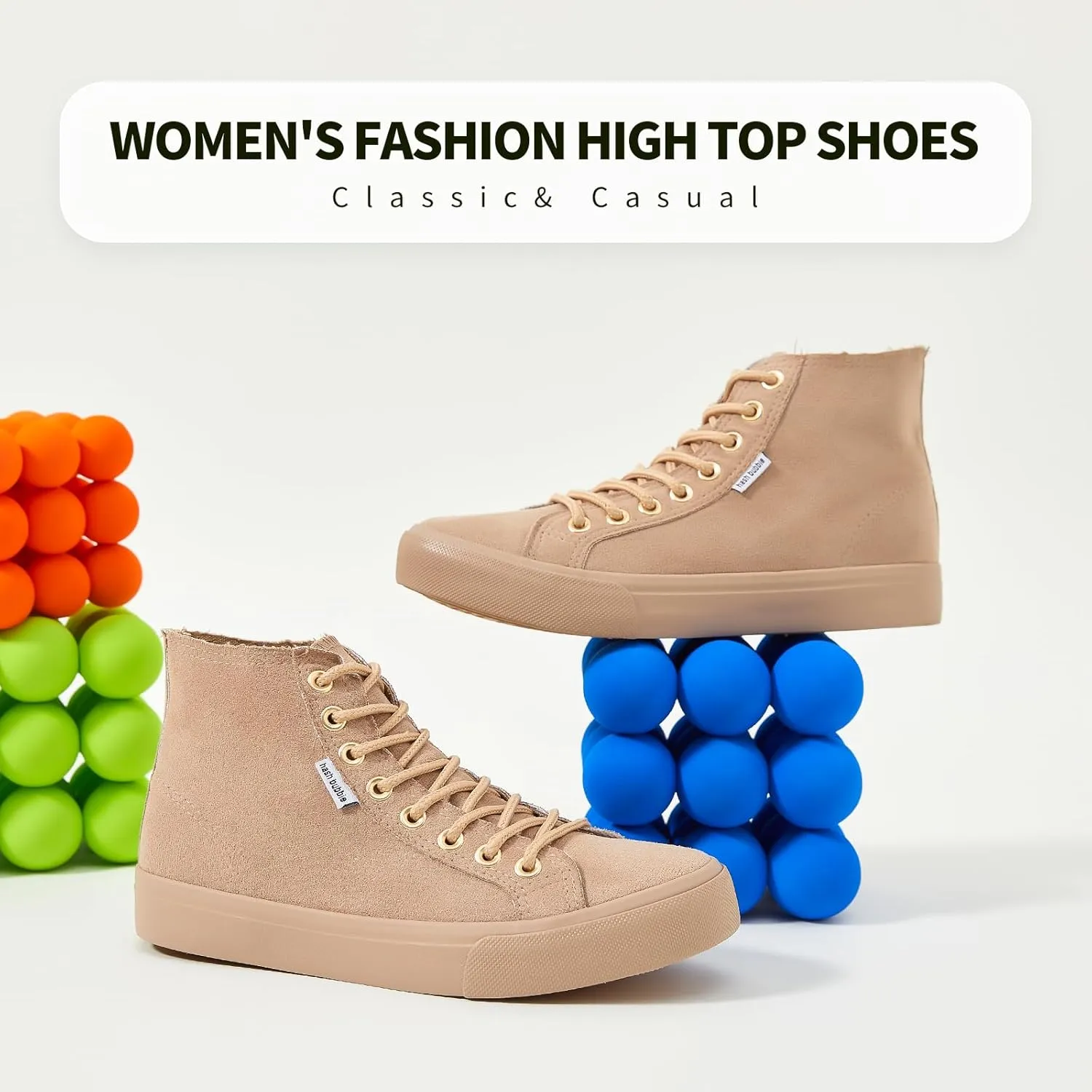 hash bubbie Women's High Top Sneakers Lace up Fashion Sneakers Suede High Tops Shoes Tennis Shoes