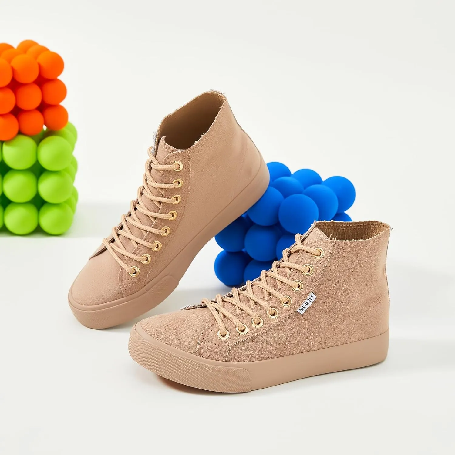 hash bubbie Women's High Top Sneakers Lace up Fashion Sneakers Suede High Tops Shoes Tennis Shoes