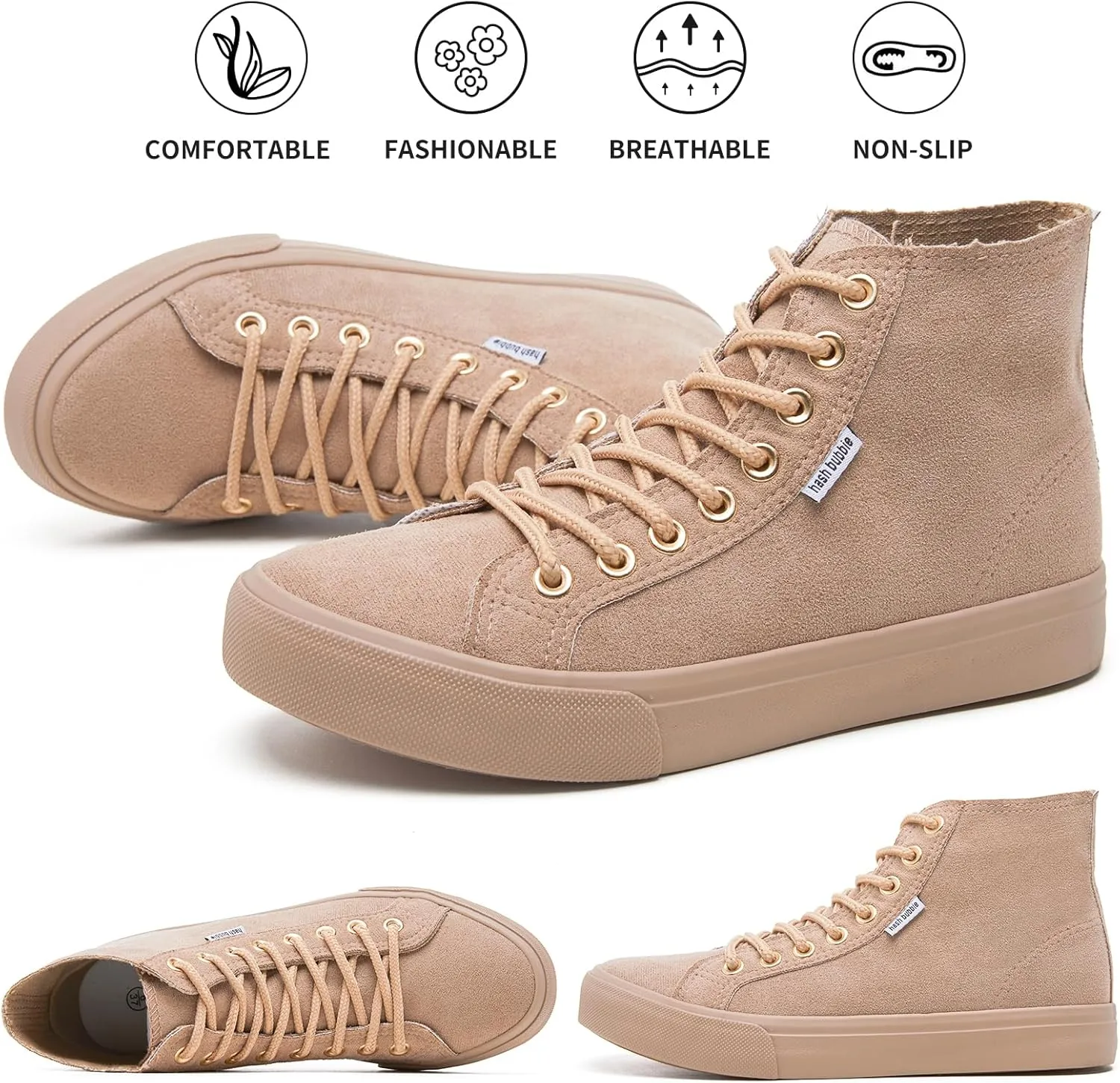 hash bubbie Women's High Top Sneakers Lace up Fashion Sneakers Suede High Tops Shoes Tennis Shoes