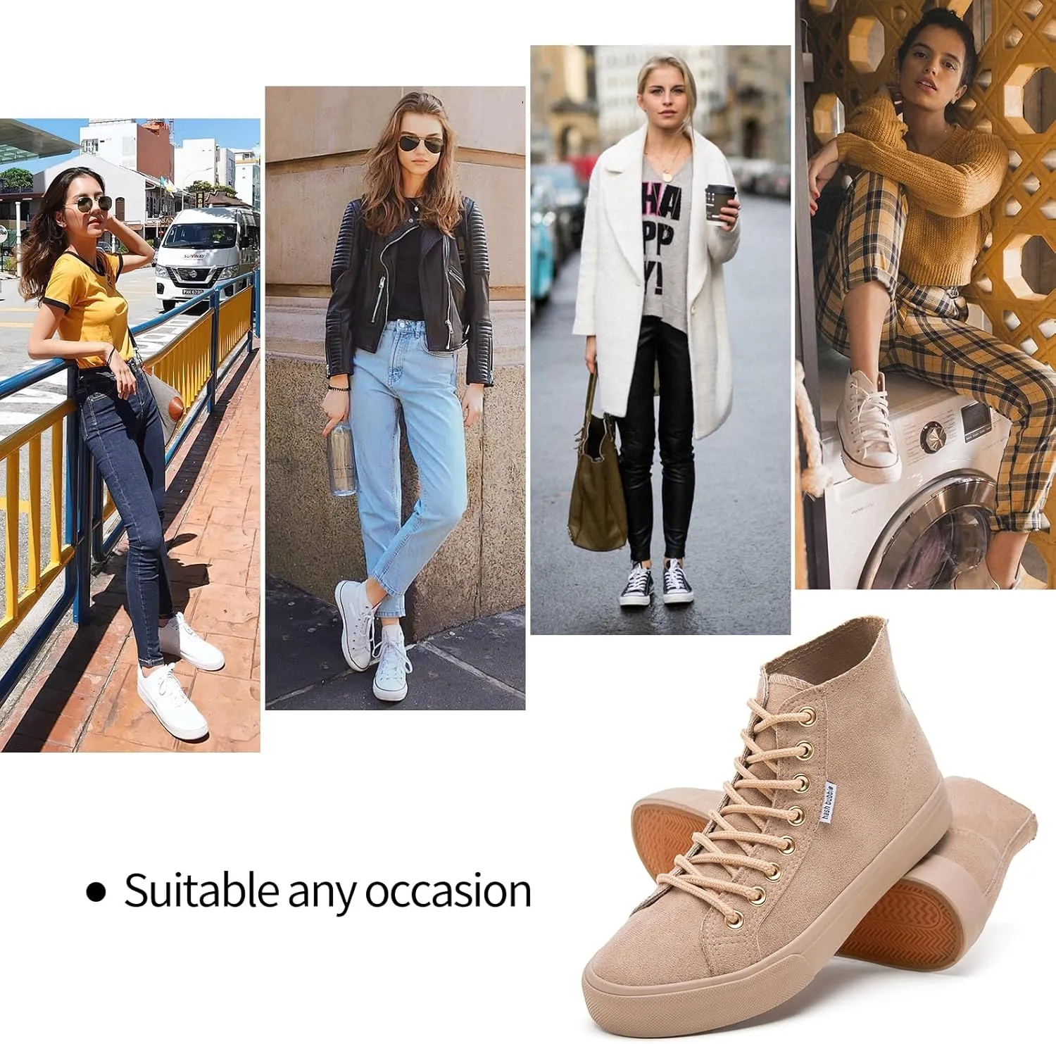 hash bubbie Women's High Top Sneakers Lace up Fashion Sneakers Suede High Tops Shoes Tennis Shoes