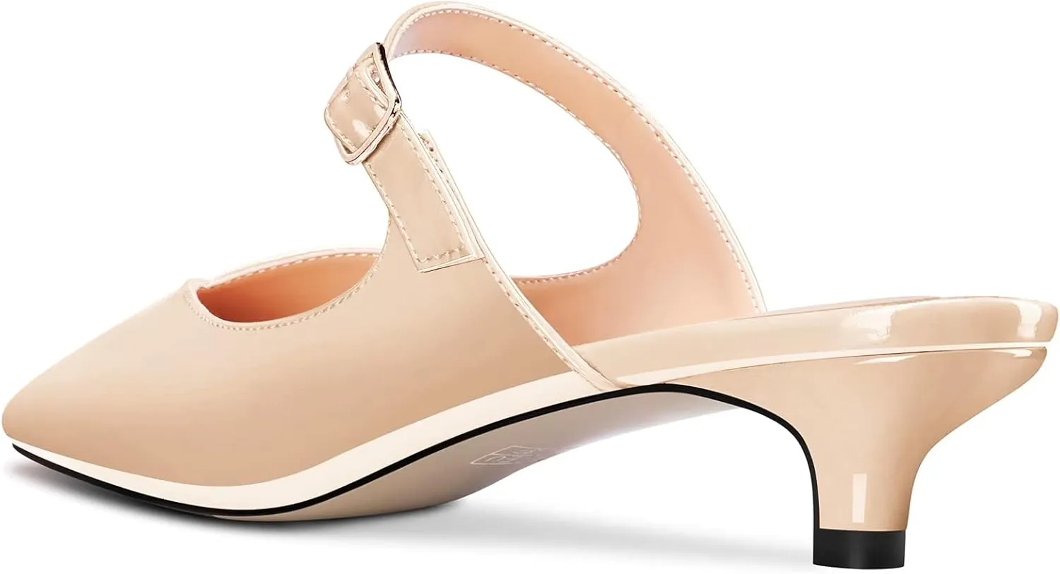 HDEUOLM Women Low Kitten Heel Square Toe Pumps Slingback Slip-on Casual Basic Classic Mules Shoes