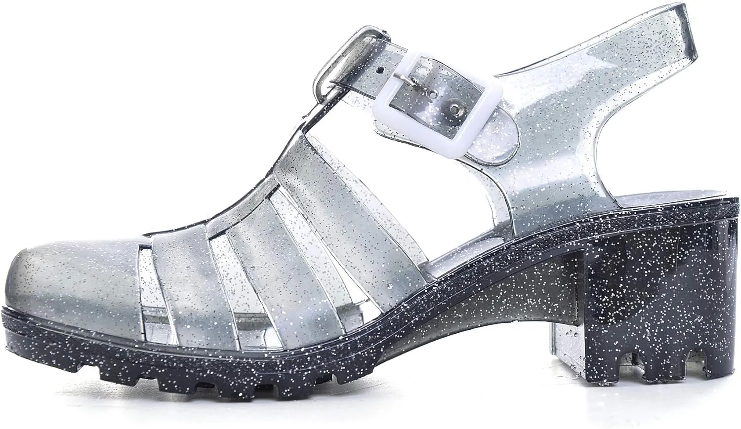 Hee grand Crystal Jelly Heel Sandals For Women Summer Beach Jelly Shoes