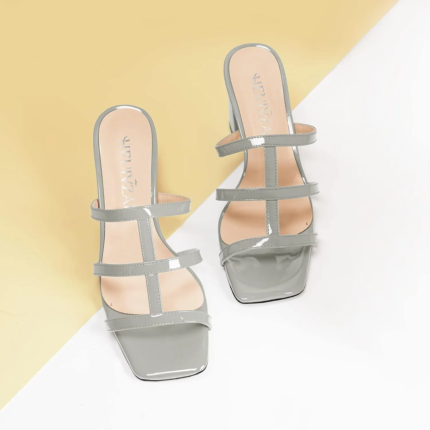 HEUIVZAR Women Chunky Block Mid Heel Peep Open Toe Mules Slip-on Slingback Party Gladiator 2.6 Inches Heels