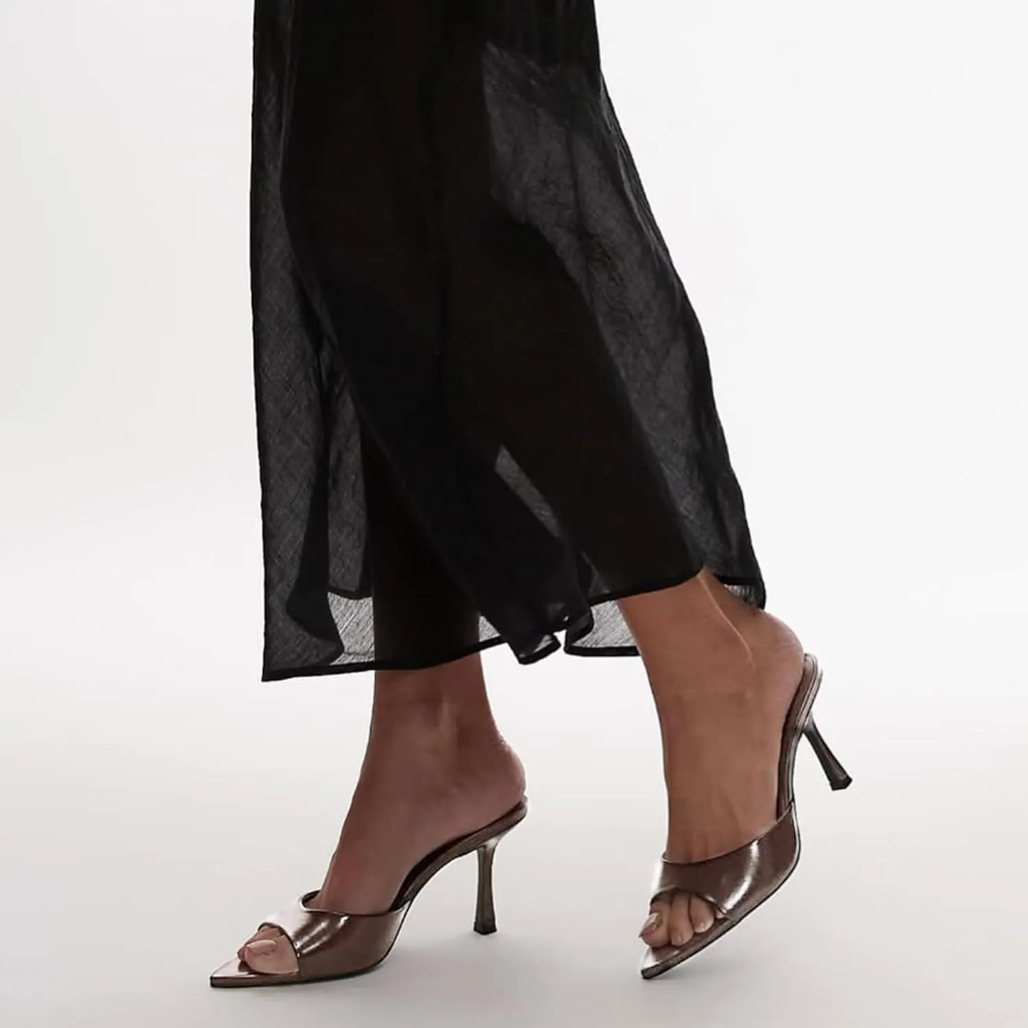 High Heel Mules for Women Slip On Open Pointed Toe Classy Patent Leather Stiletto Pumps Formal Slingback Mule Sandals Dress Walking Shoes