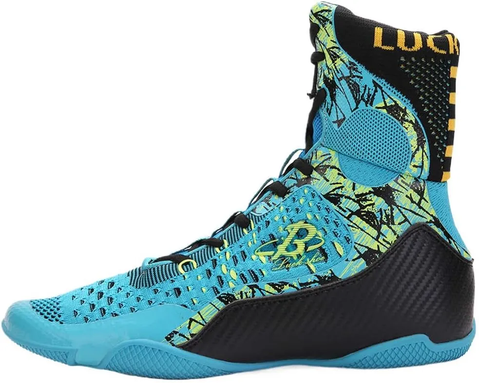 High-Top Boxing Wrestling Shoes for Men & Women, Professional Combat Training Kickboxing Boots for MMA, Cross-Training, Weightlifting | Lace-Up Ankle Support & Anti-Slip Sole