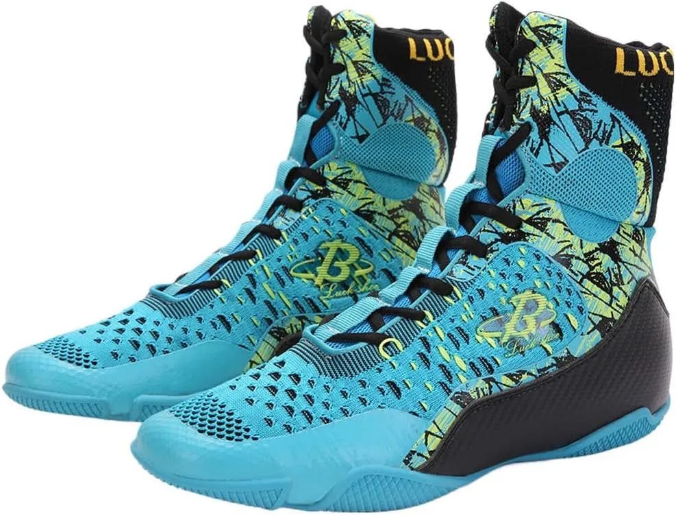 High-Top Boxing Wrestling Shoes for Men & Women, Professional Combat Training Kickboxing Boots for MMA, Cross-Training, Weightlifting | Lace-Up Ankle Support & Anti-Slip Sole