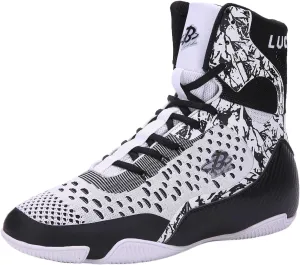 High-Top Boxing Wrestling Shoes for Men & Women, Professional Combat Training Kickboxing Boots for MMA, Cross-Training, Weightlifting | Lace-Up Ankle Support & Anti-Slip Sole
