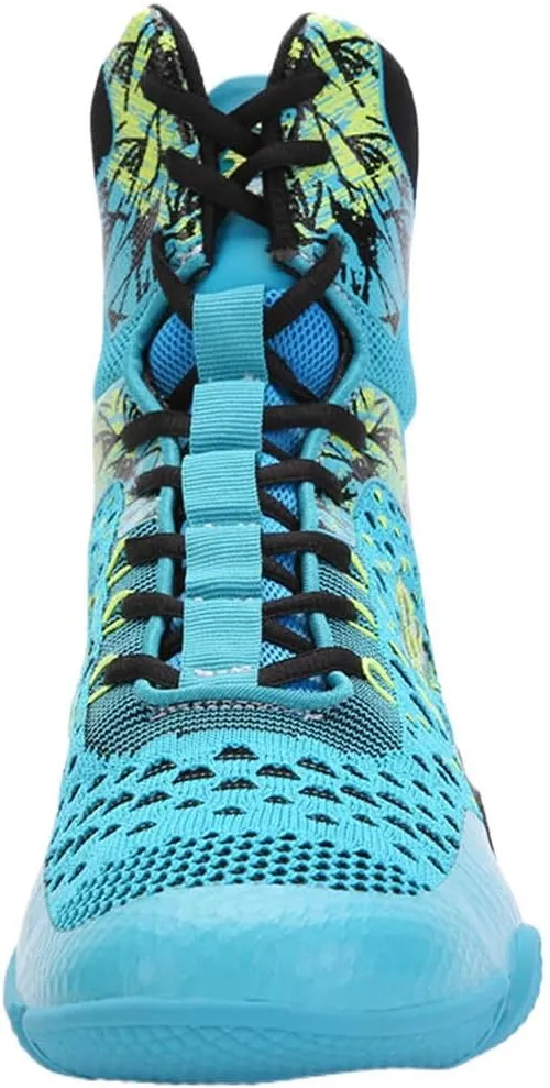High-Top Boxing Wrestling Shoes for Men & Women, Professional Combat Training Kickboxing Boots for MMA, Cross-Training, Weightlifting | Lace-Up Ankle Support & Anti-Slip Sole