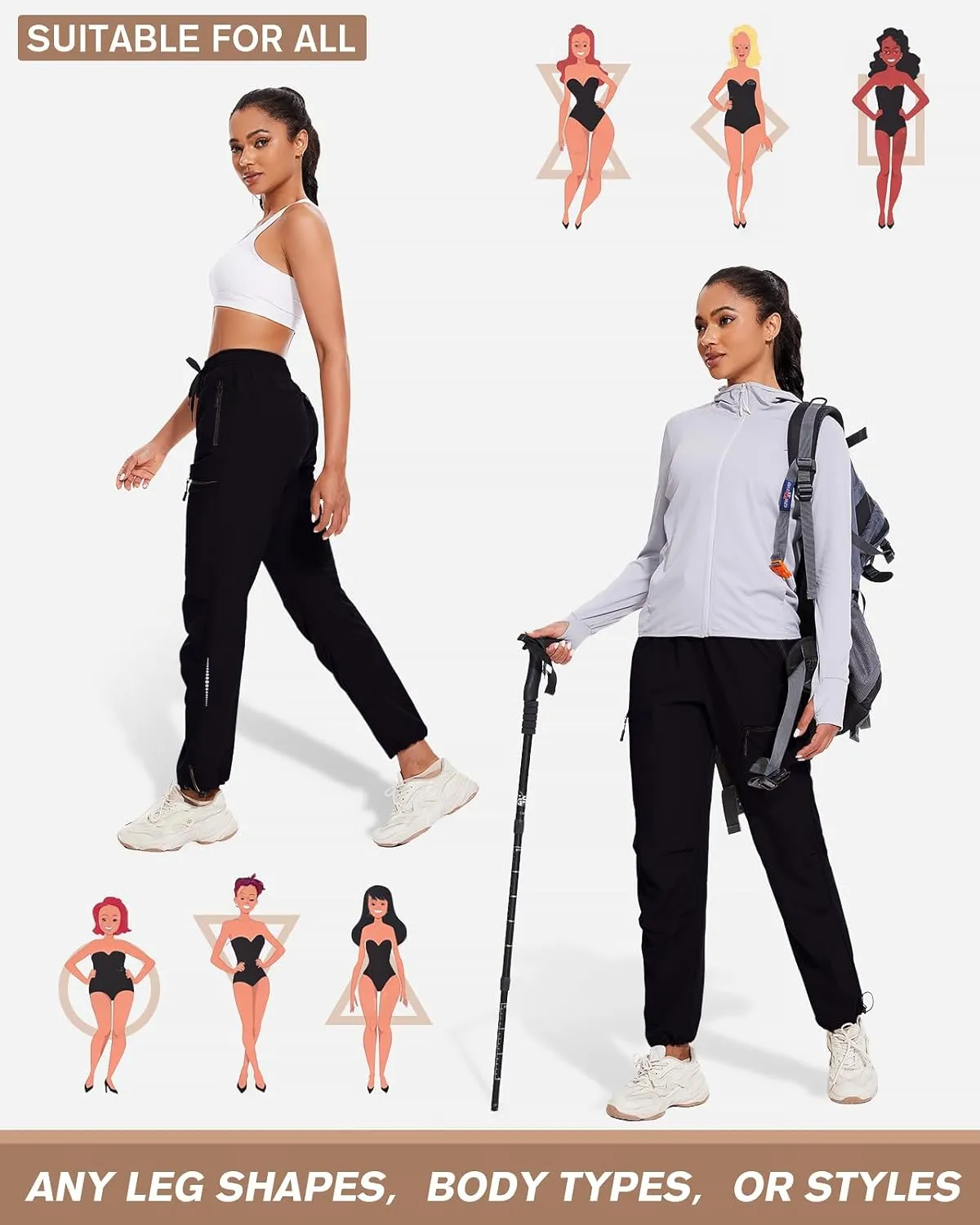 Hiking Pants Women Cargo Joggers for Women Summer Golf Travel Pant Lightweight Elastic Quick Dry Water Resistant with Pockets