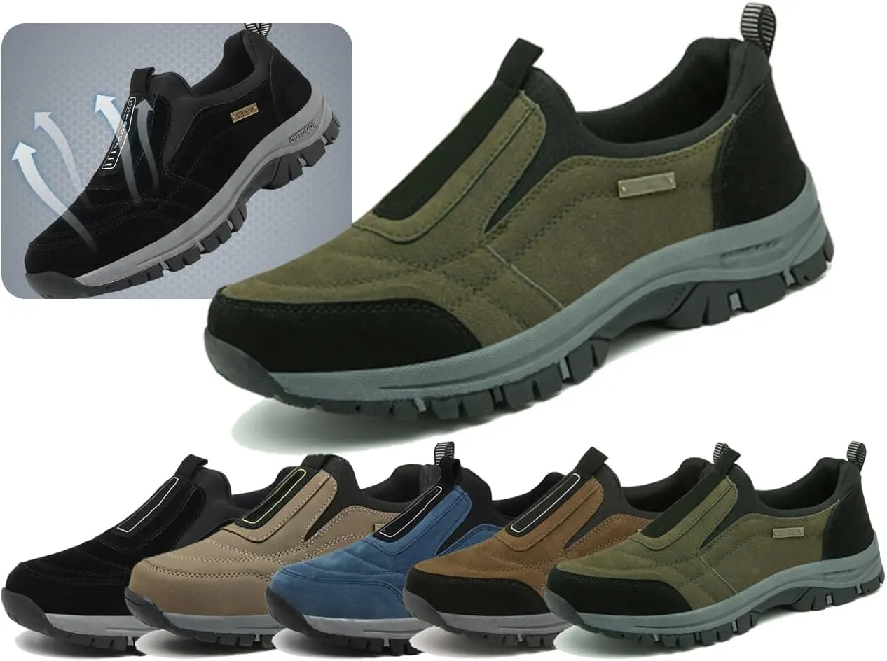 Hiking Shoes for Men Comfortable Waterproof Breathable Orthopedic Walking Hiking Shoes Walking Orthopedic Shoes,Breathable Slip-On Sneakers with Arch Perfect for Outdoor Activities All Year Round