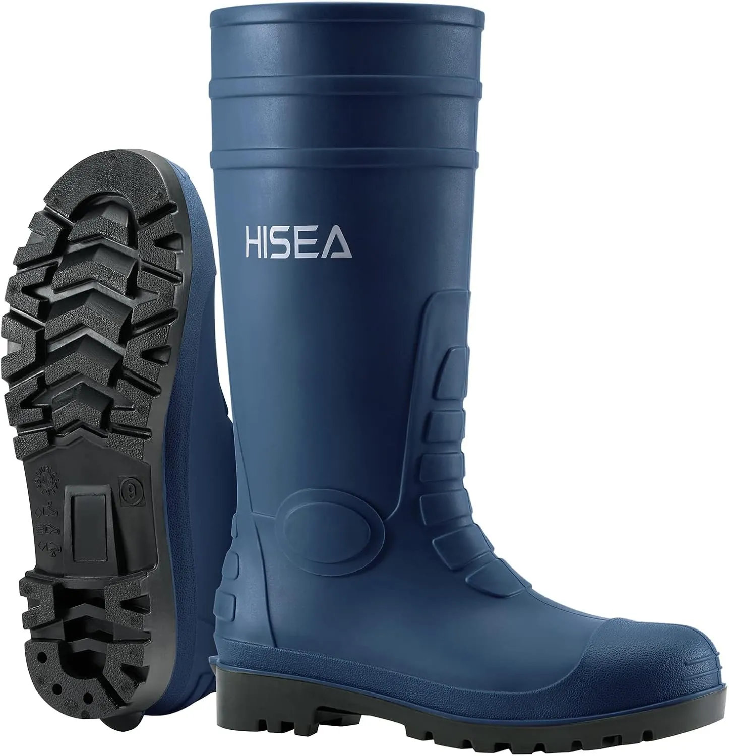 HISEA Men's Rain Boots with Steel Shank, Waterproof Rubber Boots Protective Footwear Seamless PVC Rainboots Outdoor Work Boots Durable Garden Fishing Tall Knee Boot for Agriculture and Industrial Working