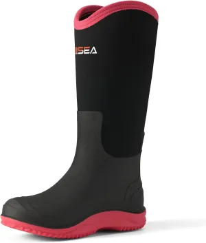 HISEA Muck Boots - Waterproof Tall Garden Boots, Insulated Neoprene Rubber for Outdoor Activities: Hunting, Gardening, Farming, Muddy Yard Work, Sizes US Women 6-11