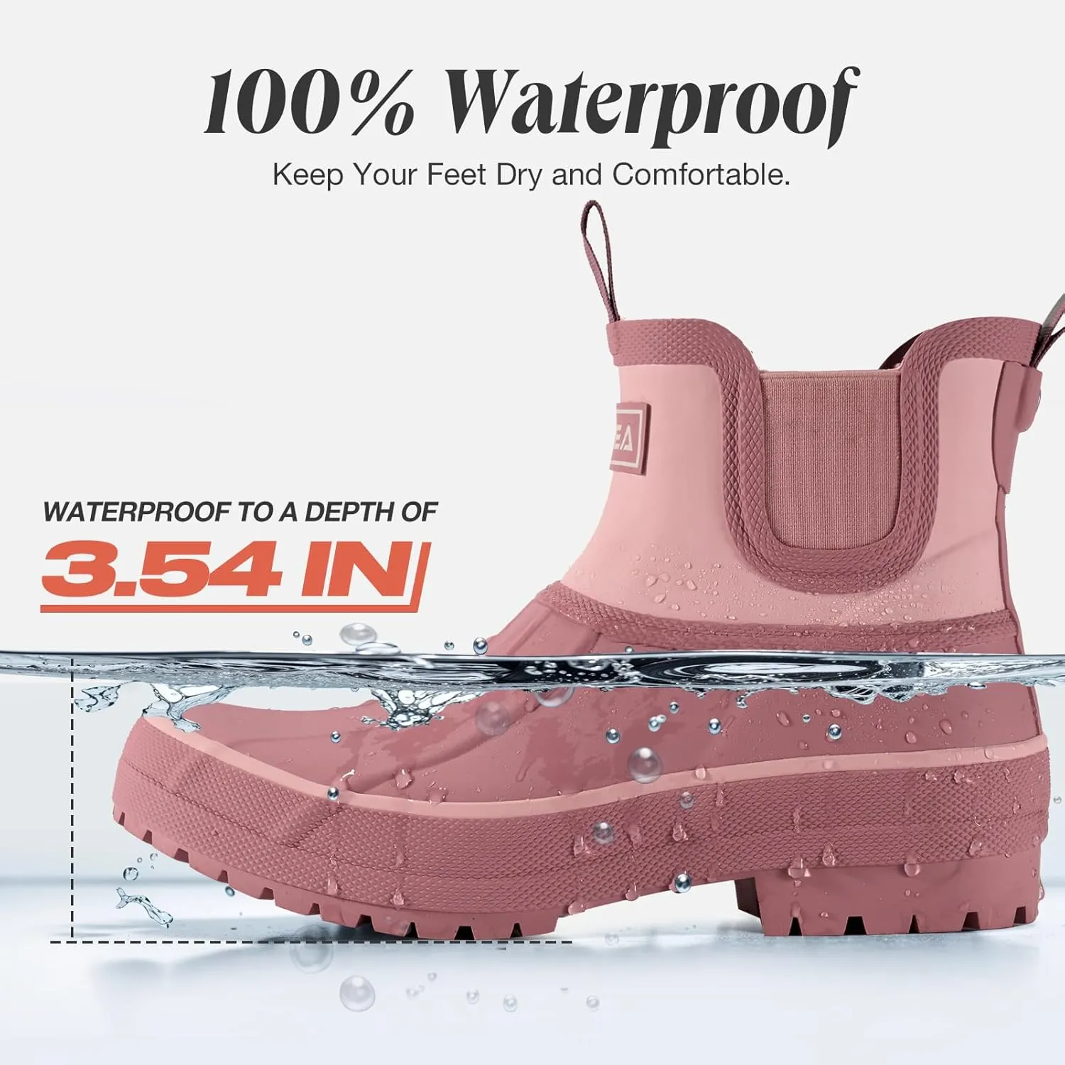 HISEA Women's Duck Chelsea Rain Boots Waterproof Short Garden Boot Outdoor Mud Boots
