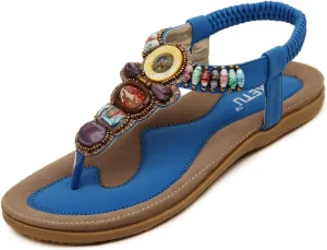 HNGHOU Women's Summer Sandals Casual Comfortable Flip Flops Bohemian Beach Clip Toe Sandals