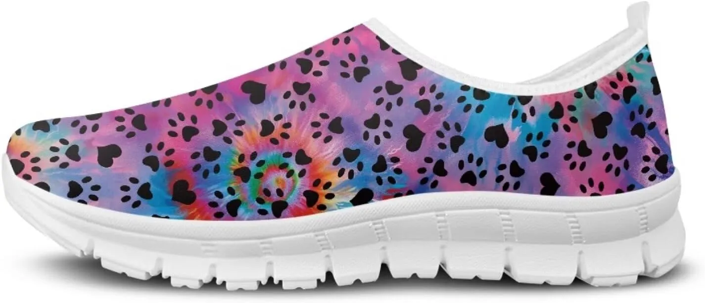 Howilath Dog Paw Print Slip on Loafers for Women Anti-Skid Running Sneakers Breathable Casual Shoes