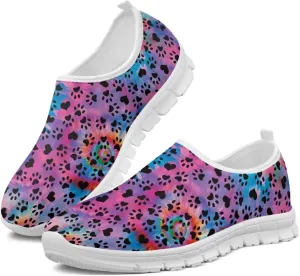 Howilath Dog Paw Print Slip on Loafers for Women Anti-Skid Running Sneakers Breathable Casual Shoes