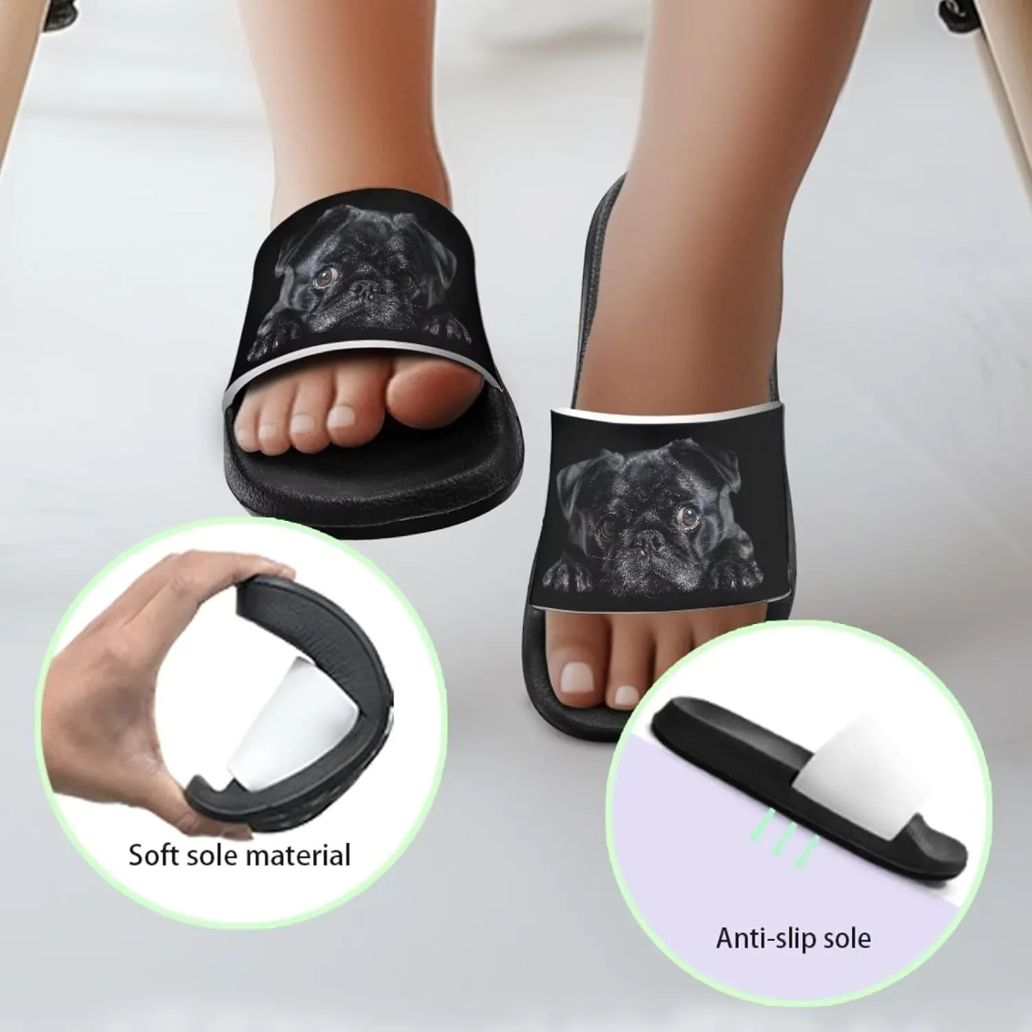 Howilath Dog Print Slides for Boys Beach Summer Kids Sandals Open Toe Non-Slip Children Slippers Indoor Outdoor Shoes