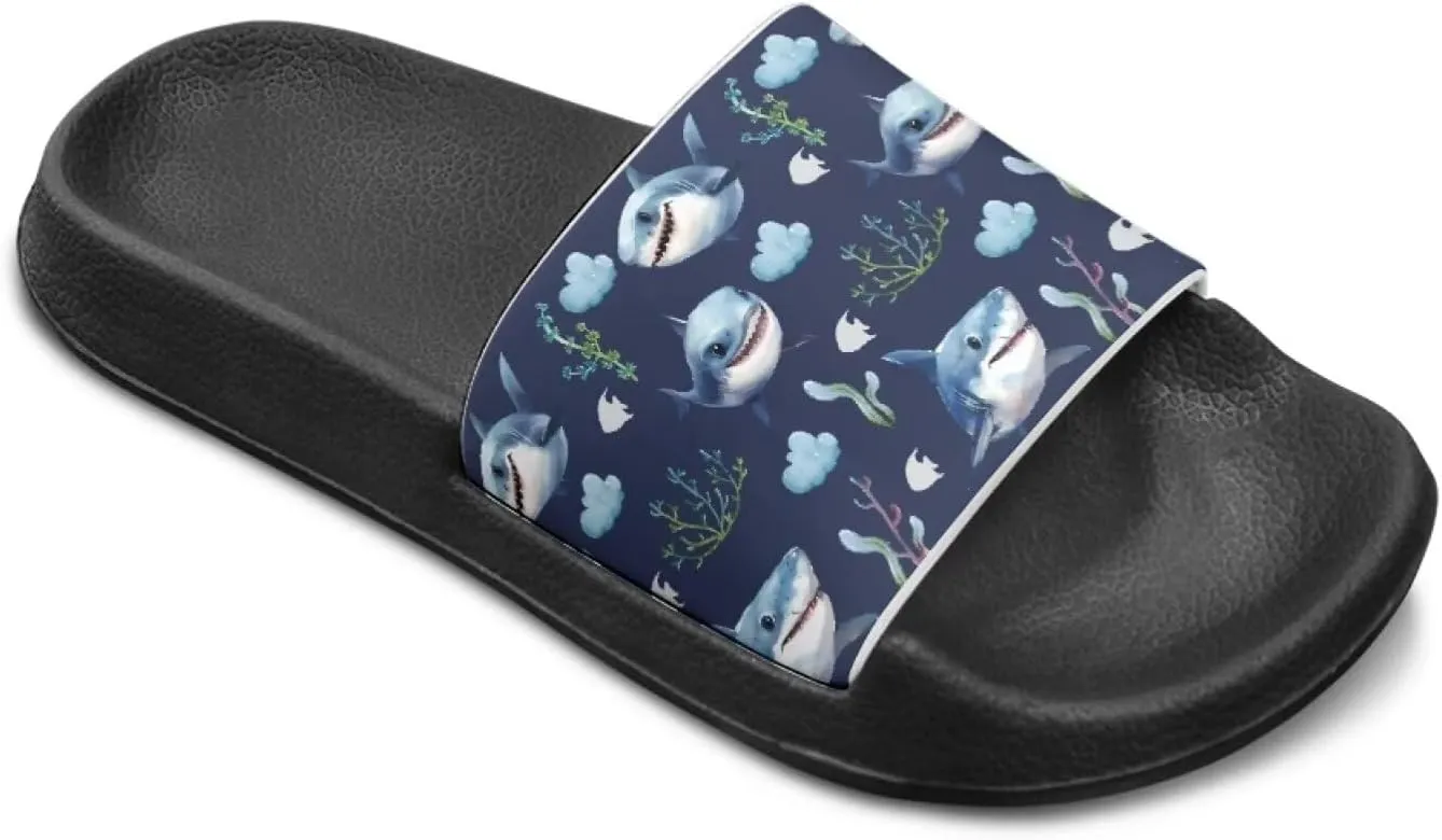 Howilath Sea Animal Print Kids Slides Non-Slip Open Toe Slippers Boys and Girls Sandals Pillow Cloud Slippers with EVA Sole