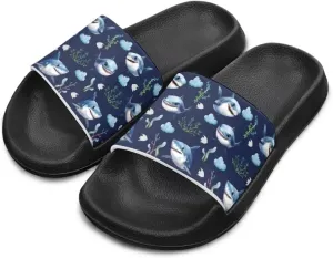 Howilath Sea Animal Print Kids Slides Non-Slip Open Toe Slippers Boys and Girls Sandals Pillow Cloud Slippers with EVA Sole