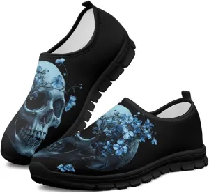 Howilath Skull Print Slip on Shoes for Men Casual House Shoes Running Sneakers Hands Free Shoes with Anti-Slip Sole