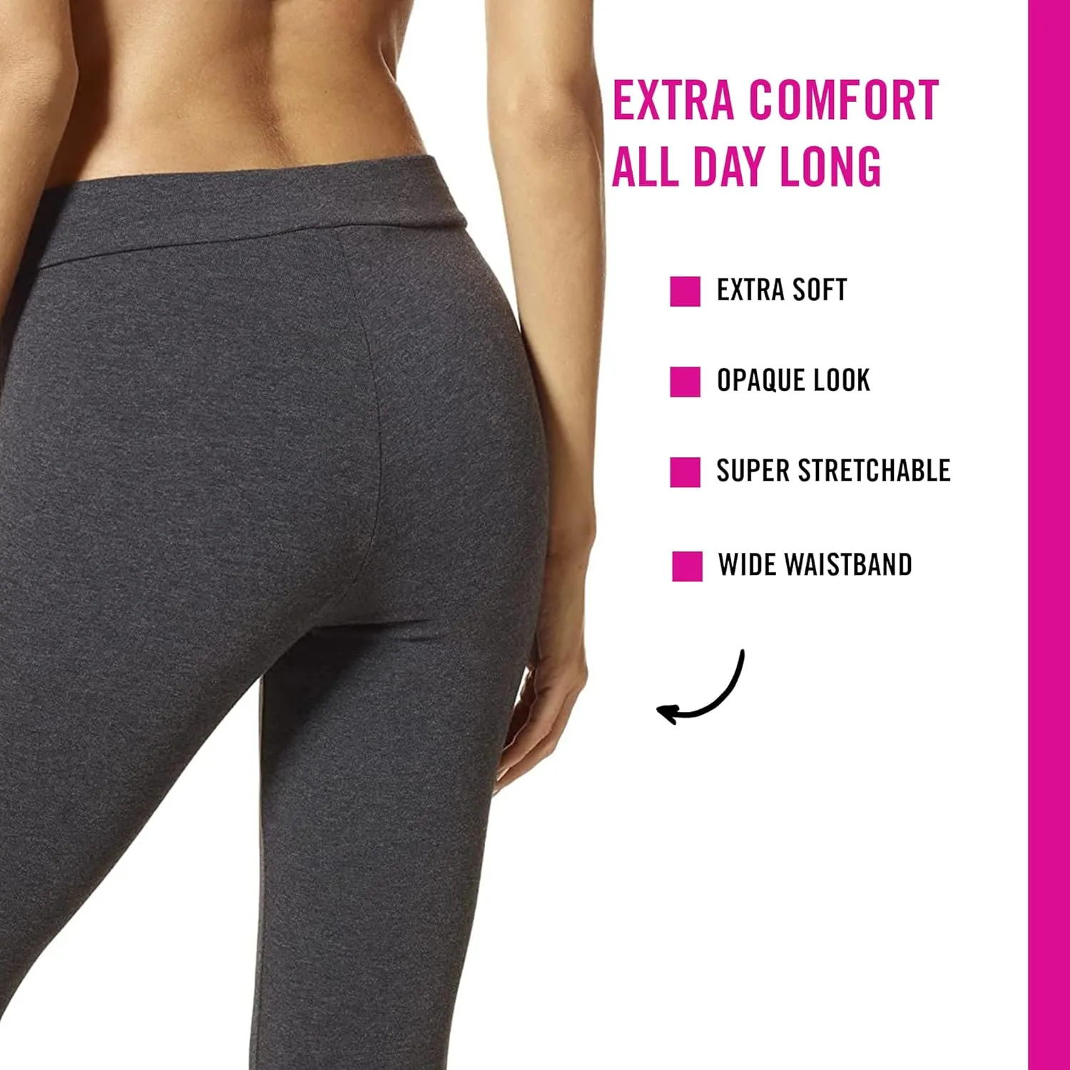 HUE Women's Wide Waistband Blackout Cotton Leggings, Assorted