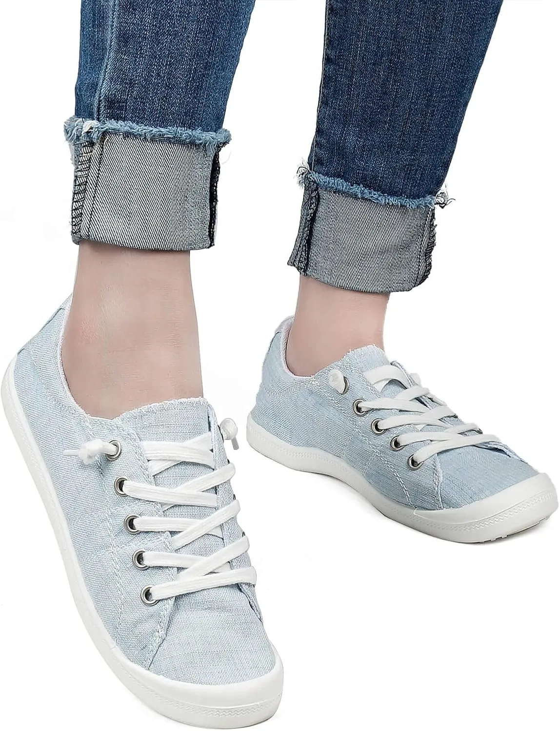 Hxlber Women's Low Top Sneaker - Round Toe Comfort Casual Canvas Shoes Fashion Sneakers for Walking for Women