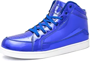 IGxx Men's Sneakers Punk Ankle Boots for Men Metal Rivet High Top Lace-up Running Basketball Shoes for Shiny Metal Decoration Shoes Motorcycle Boots