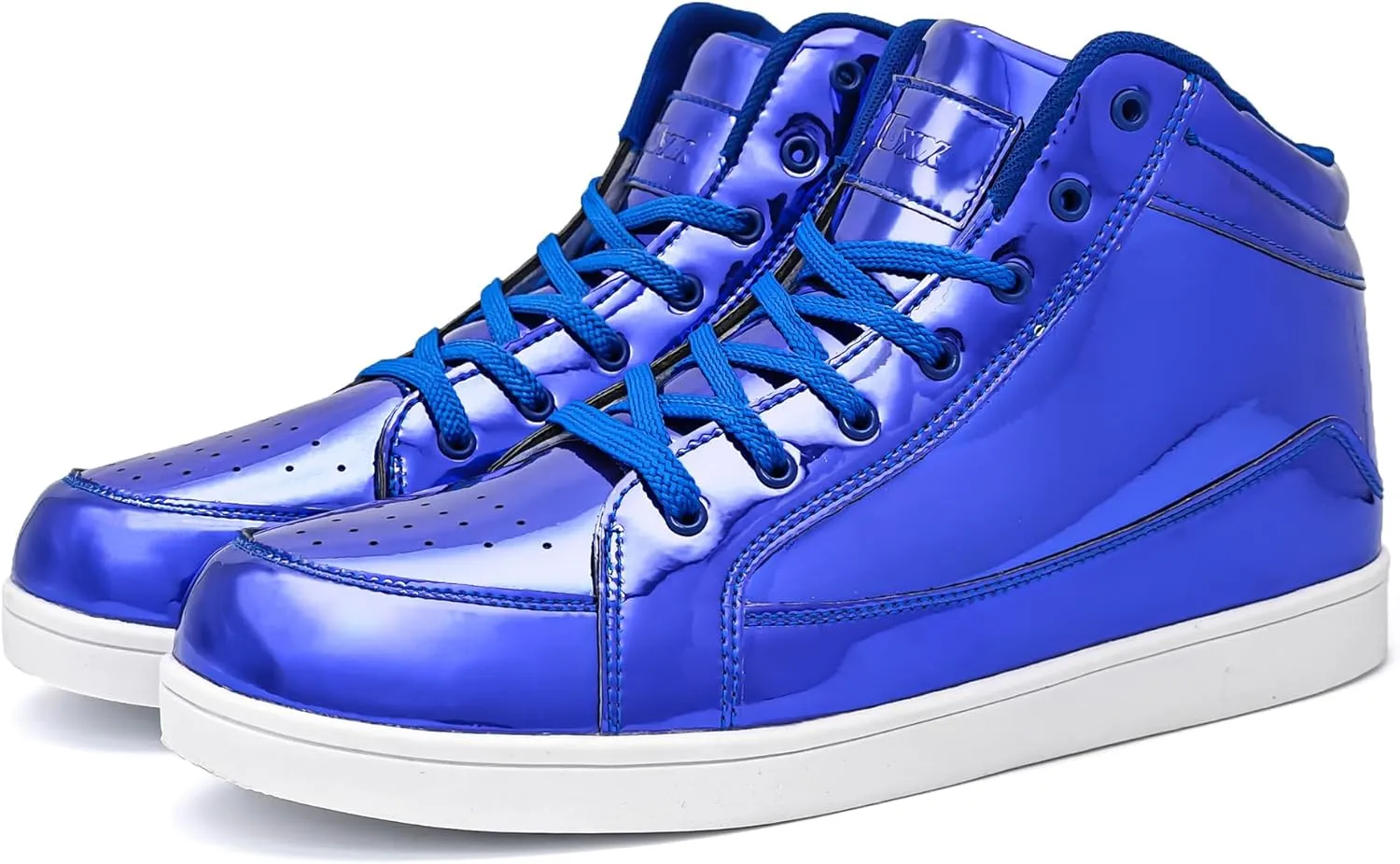 IGxx Men's Sneakers Punk Ankle Boots for Men Metal Rivet High Top Lace-up Running Basketball Shoes for Shiny Metal Decoration Shoes Motorcycle Boots
