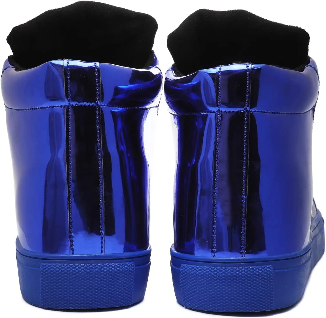 IGxx Men's Sneakers Punk Ankle Boots for Men Metal Rivet High Top Lace-up Running Basketball Shoes for Shiny Metal Decoration Shoes Motorcycle Boots