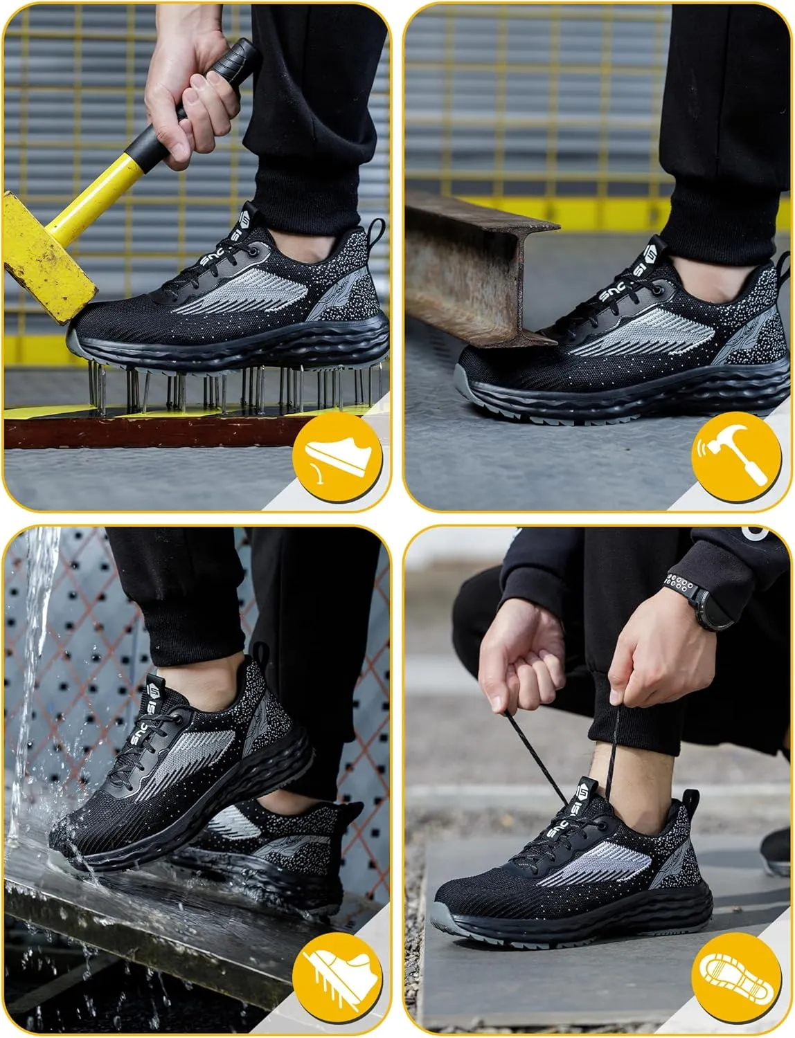 ISOOUS Steel Toe Shoes for Men Non Slip Work Shoes Women Lightweight Comfortable Safety Work Shoes for Men Puncture Proof Steel Toe Sneakers for Construction