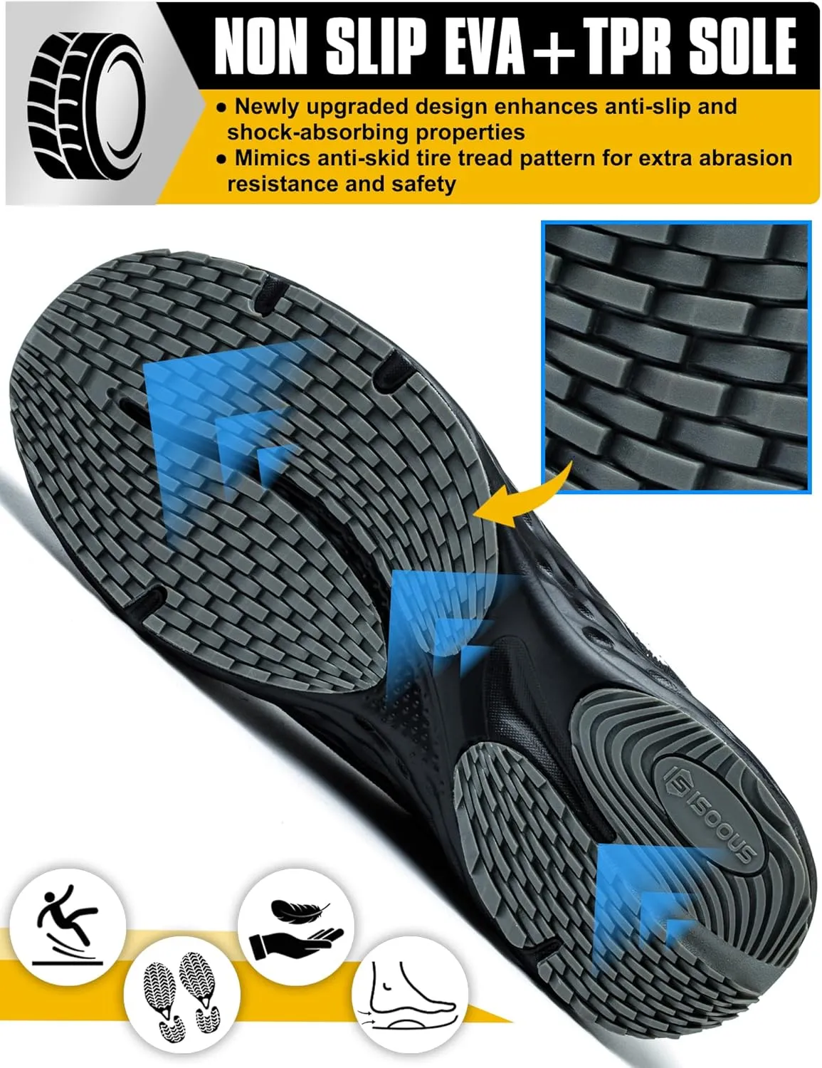 ISOOUS Steel Toe Shoes for Men Non Slip Work Shoes Women Lightweight Comfortable Safety Work Shoes for Men Puncture Proof Steel Toe Sneakers for Construction
