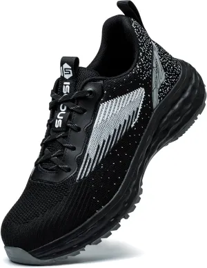 ISOOUS Steel Toe Shoes for Men Non Slip Work Shoes Women Lightweight Comfortable Safety Work Shoes for Men Puncture Proof Steel Toe Sneakers for Construction