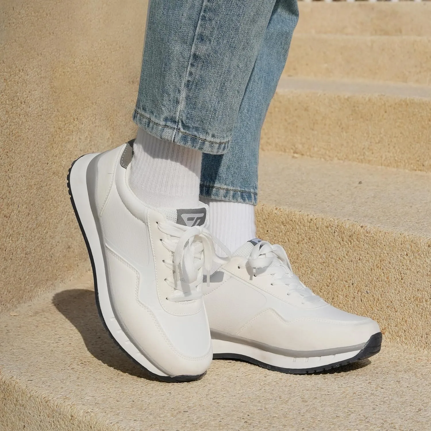 JABASIC Women Fashion Sneakers Breathable Lace-Up Tennis Running Shoes Comfortable Walking Shoes