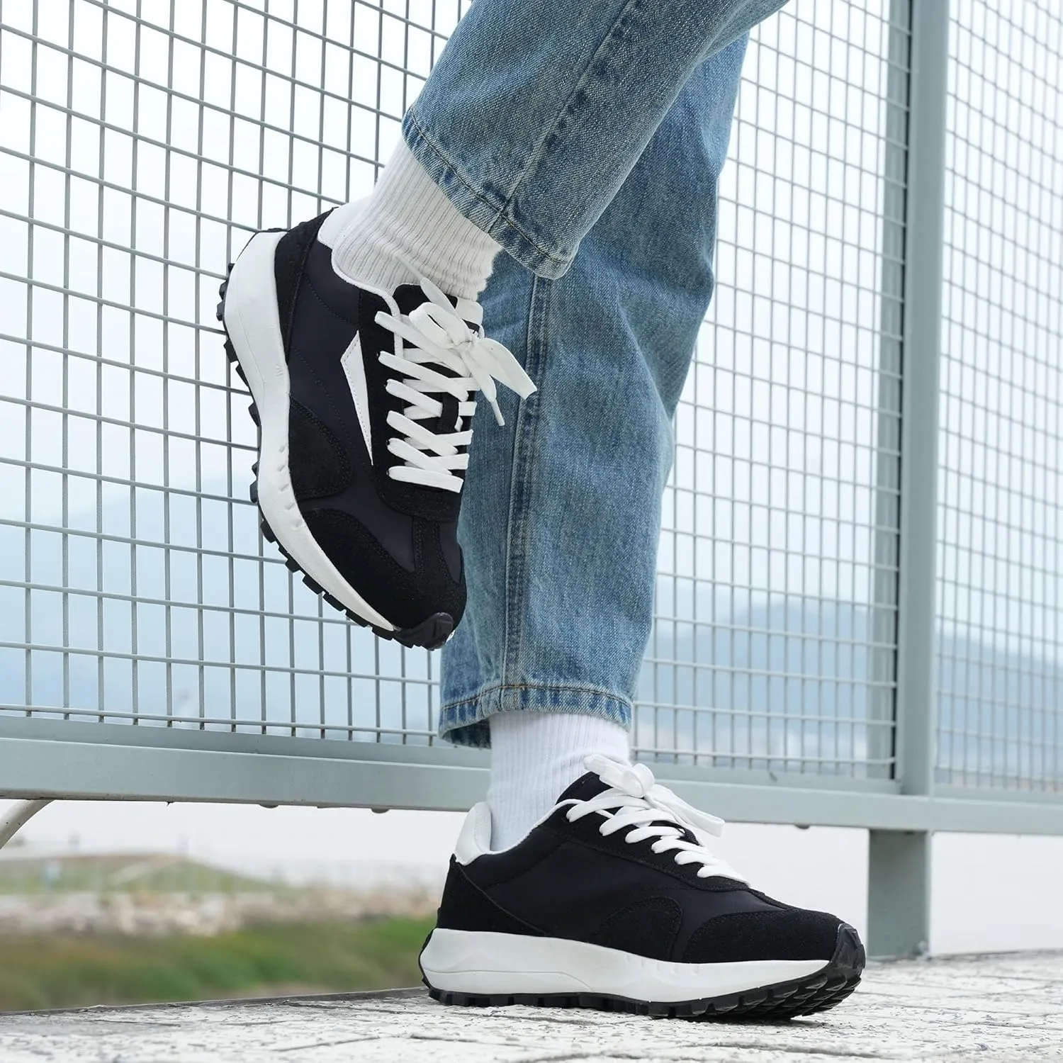 JABASIC Women Lace Up Fashion Sneakers Comfortable Vintage Walking Sports Shoes